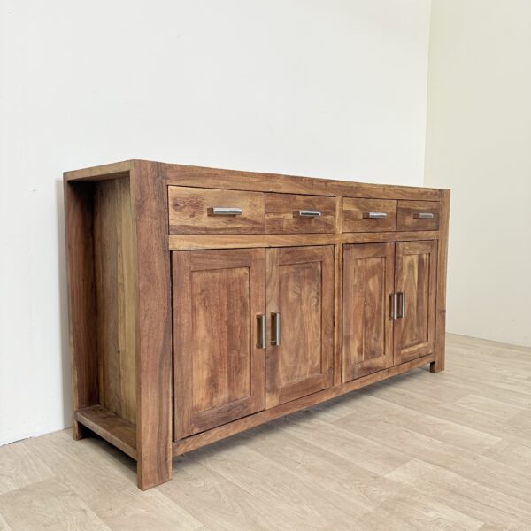 Komoda Kolonialna z Litego Drewna – Klasyczna, Masywna, Prosta Forma, Drewniane Plecy